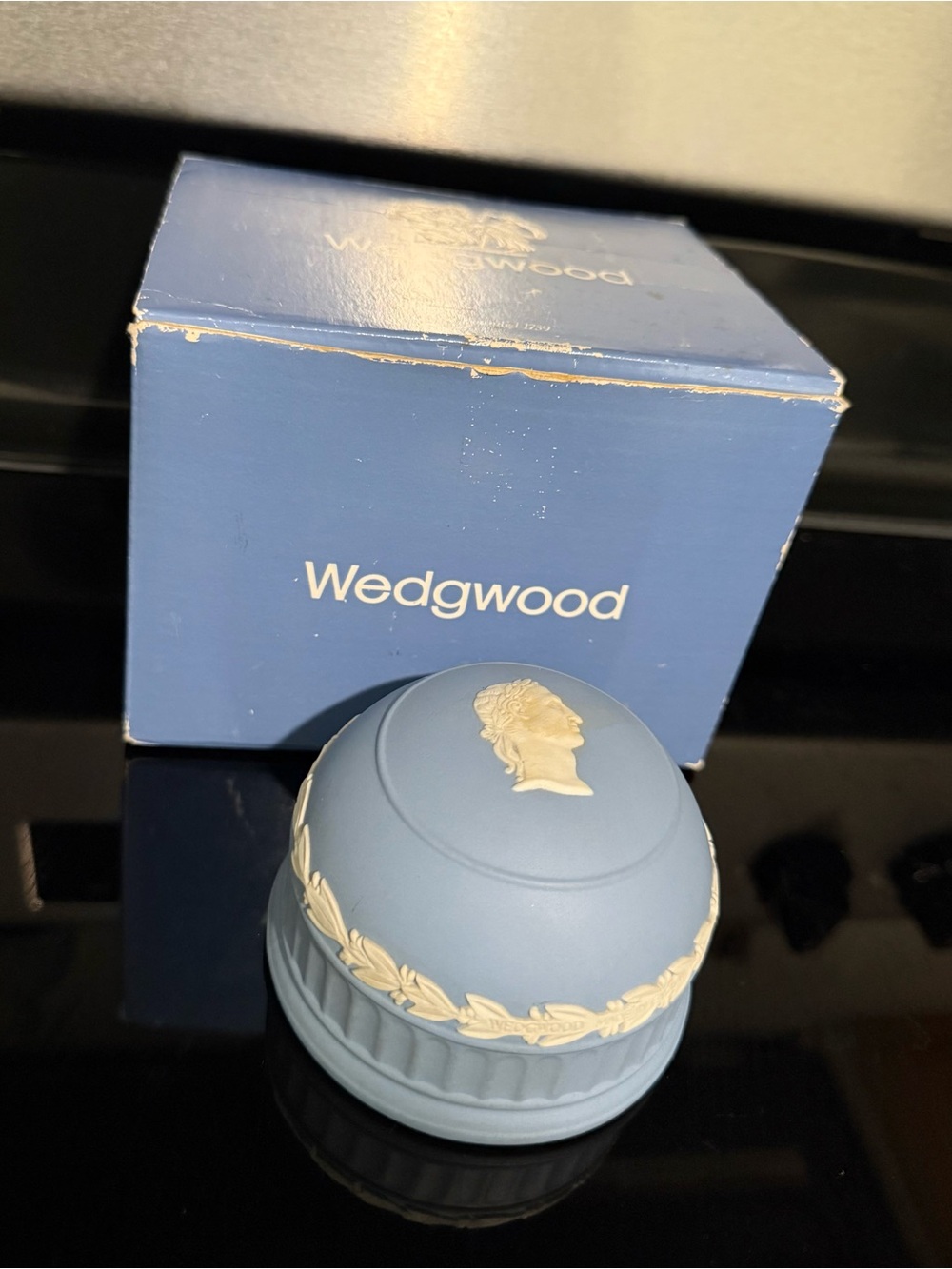 Wedgwood Jasperware Pale Blue Paperweight Depicting Julius Caesar with box